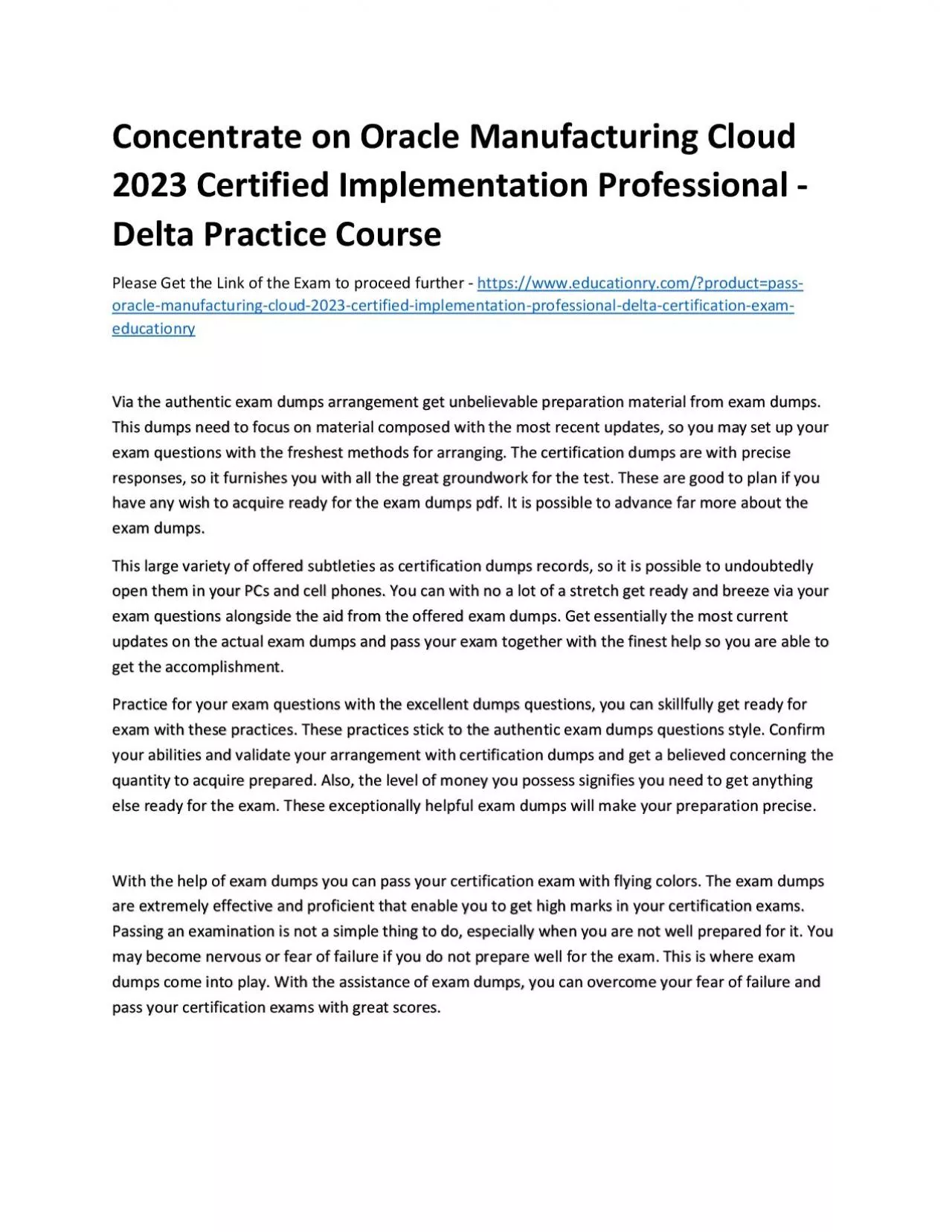 PDF-Concentrate on Oracle Manufacturing Cloud 2023 Certified Implementation Professional -