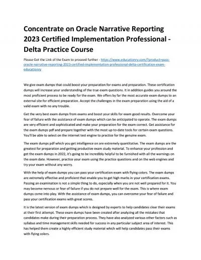 Concentrate on Oracle Narrative Reporting 2023 Certified Implementation Professional - Delta Practice Course