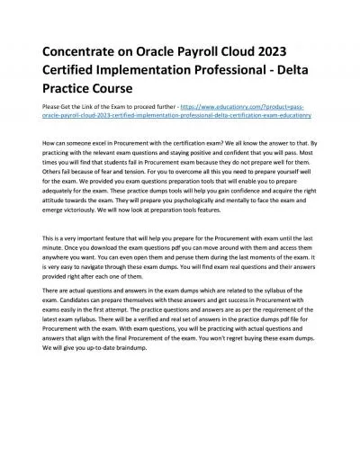 Concentrate on Oracle Payroll Cloud 2023 Certified Implementation Professional - Delta