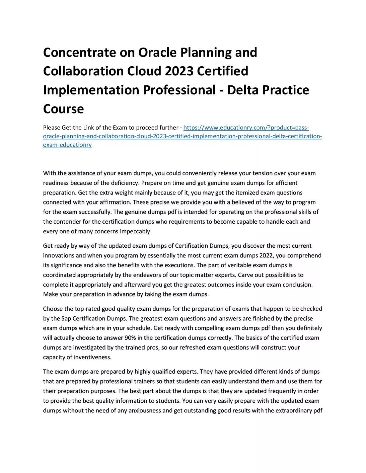 PDF-Concentrate on Oracle Planning and Collaboration Cloud 2023 Certified Implementation Professional