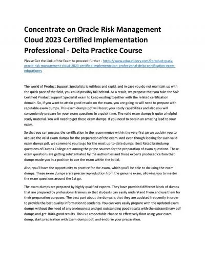 Concentrate on Oracle Risk Management Cloud 2023 Certified Implementation Professional