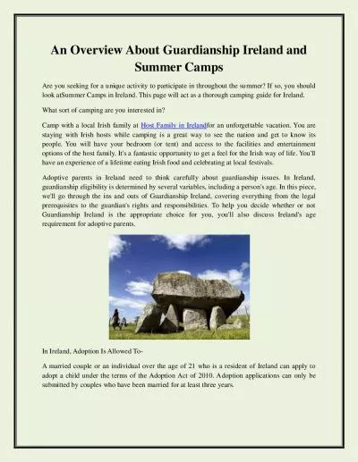 An Overview About Guardianship Ireland and Summer Camps