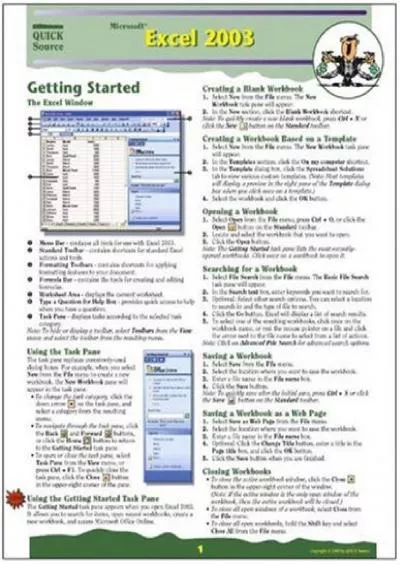 (READ)-Microsoft Excel 2003 Quick Source Guide by Quick Source (2003) Pamphlet