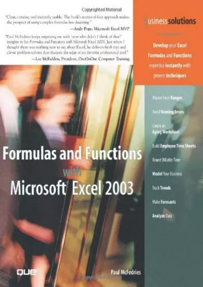 (READ)-Formulas and Functions With Microsoft Excel 2003