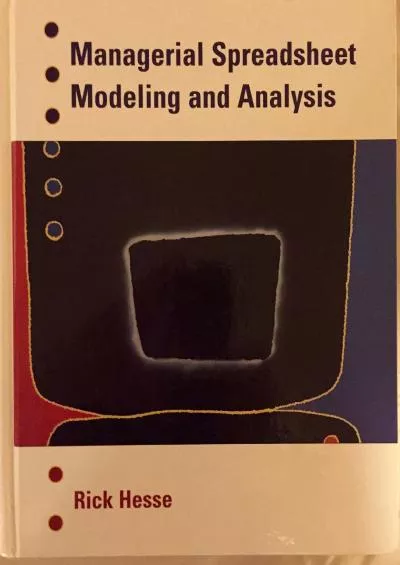 (DOWNLOAD)-Managerial Spreadsheet Modeling and Analysis (Irwin Series in Quantitative Methods and Management Science.)