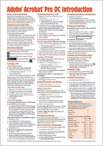 (BOOS)-Adobe Acrobat Pro DC Introduction Quick Reference Guide (Cheat Sheet of Instructions, Tips  Shortcuts - Laminated Card)