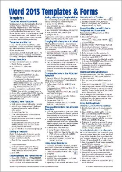 (DOWNLOAD)-Microsoft Word 2013 Templates  Forms Quick Reference Guide (Cheat Sheet of Instructions, Tips  Shortcuts - Laminated Card)