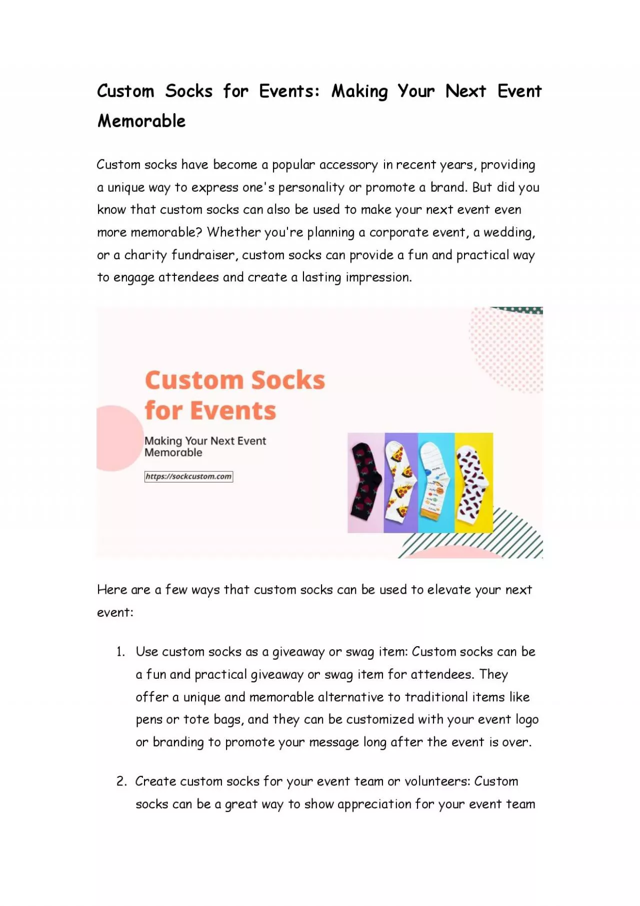 PDF-Custom Socks for Events: Making Your Next Event Memorable