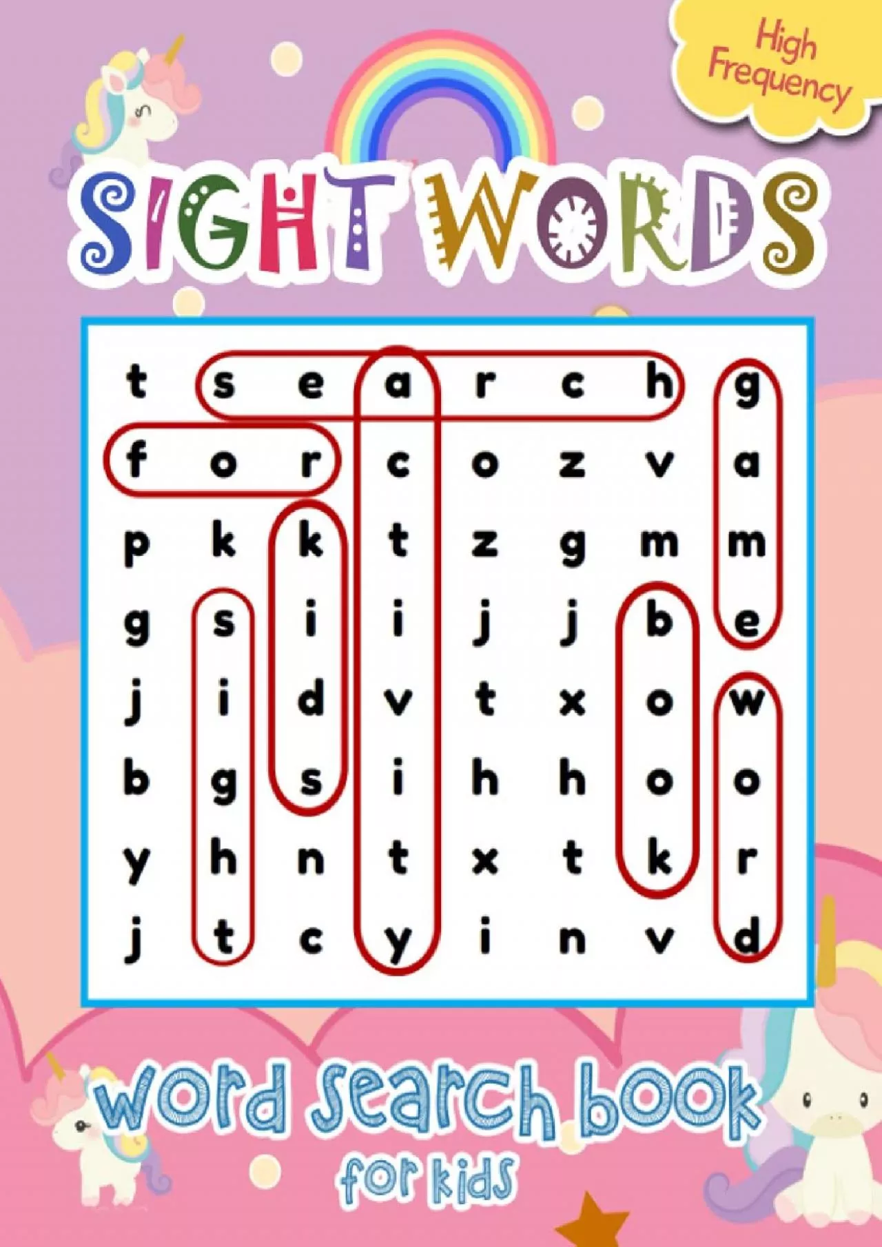 (BOOS)-Sight Words Word Search Book for Kids High Frequency: Cute Unicorns Sight Words