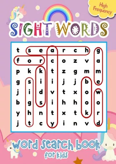(BOOS)-Sight Words Word Search Book for Kids High Frequency: Cute Unicorns Sight Words