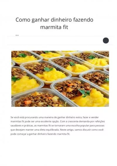 Como ganhar dinheiro fazendo marmitas fitness