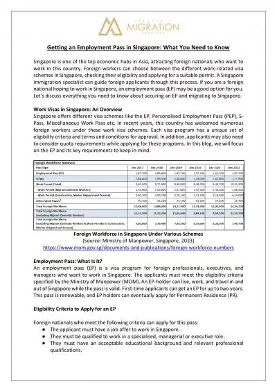 Getting an Employment Pass in Singapore: What You Need to Know