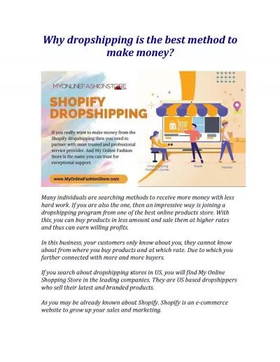 Why dropshipping is the best method to make money?