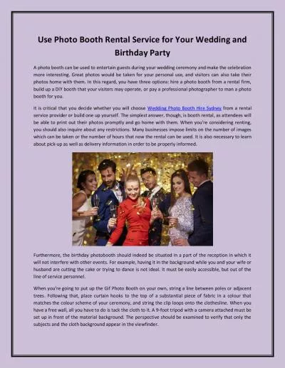 Use Photo Booth Rental Service for Your Wedding and Birthday Party