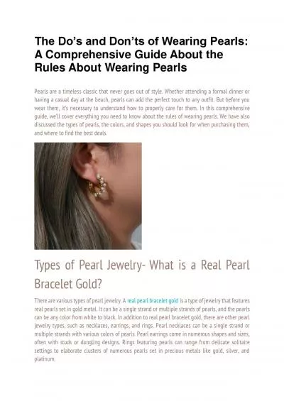 The Do\'s and Don\'ts of Wearing Pearls A Comprehensive Guide About The Rules About Wearing