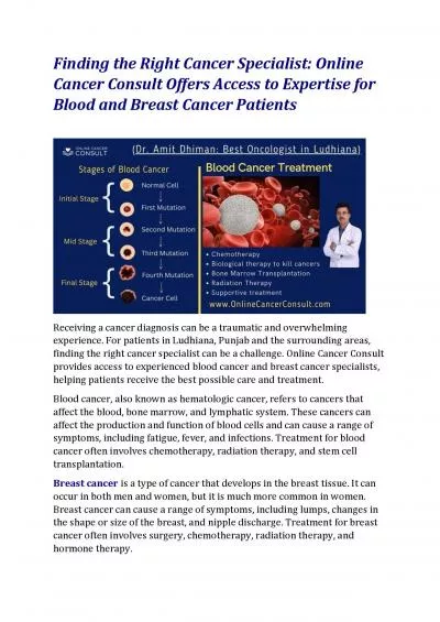 Finding the Right Cancer Specialist: Online Cancer Consult Offers Access to Expertise for Blood and Breast Cancer Patients