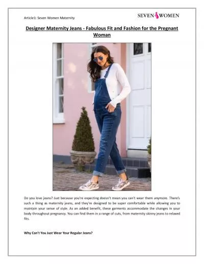 Designer Maternity Jeans - Fabulous Fit and Fashion for the Pregnant Woman