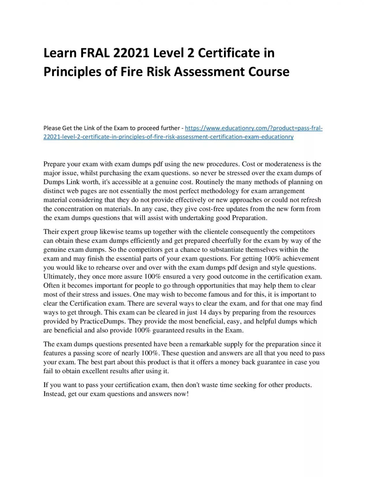 PDF-Learn FRAL 22021 Level 2 Certificate in Principles of Fire Risk Assessment Practice Course