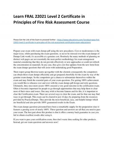 Learn FRAL 22021 Level 2 Certificate in Principles of Fire Risk Assessment Practice Course