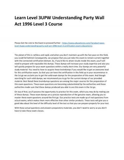 Learn Level 3UPW Understanding Party Wall Act 1996 Level 3 Practice Course