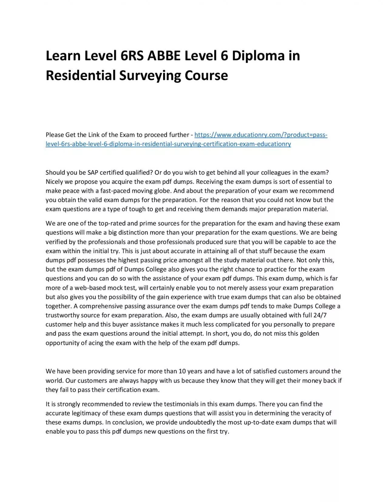 PDF-Learn Level 6RS ABBE Level 6 Diploma in Residential Surveying Practice Course