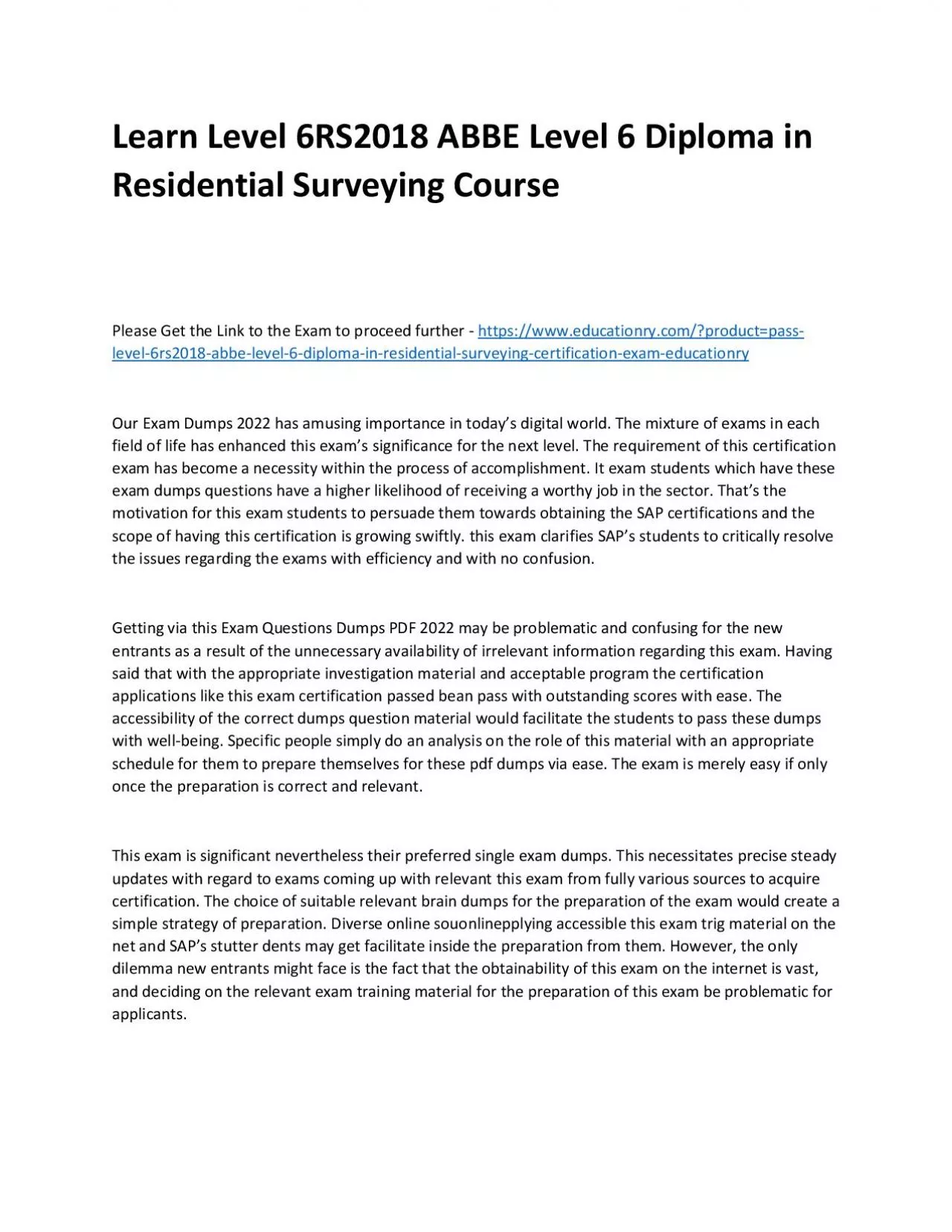 PDF-Learn Level 6RS2018 ABBE Level 6 Diploma in Residential Surveying Practice Course