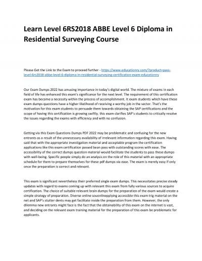 Learn Level 6RS2018 ABBE Level 6 Diploma in Residential Surveying Practice Course