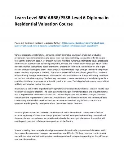 Learn Level 6RV ABBE/PSSB Level 6 Diploma in Residential Valuation Practice Course