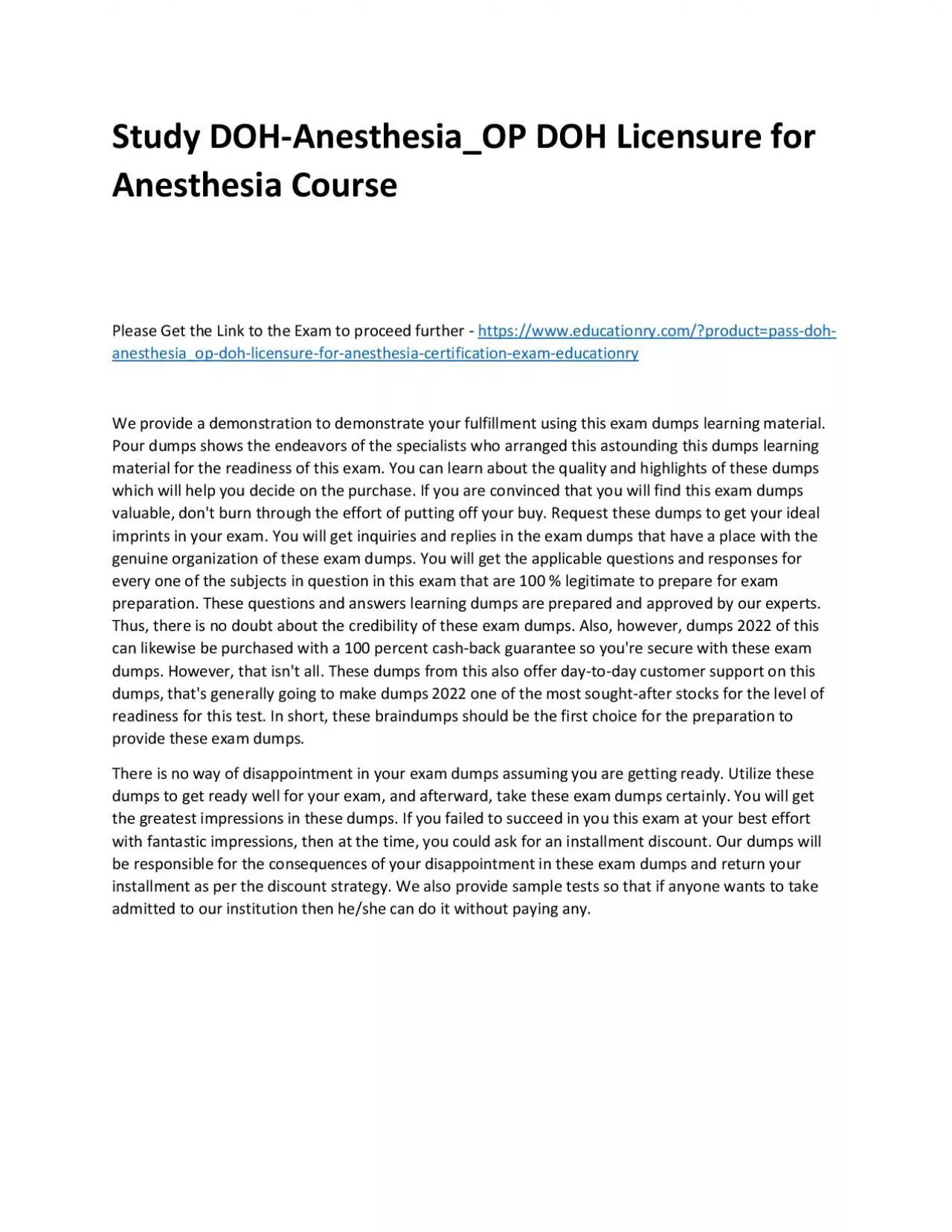 PDF-Study DOH-Anesthesia_OP DOH Licensure for Anesthesia Practice Course