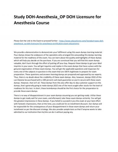 Study DOH-Anesthesia_OP DOH Licensure for Anesthesia Practice Course