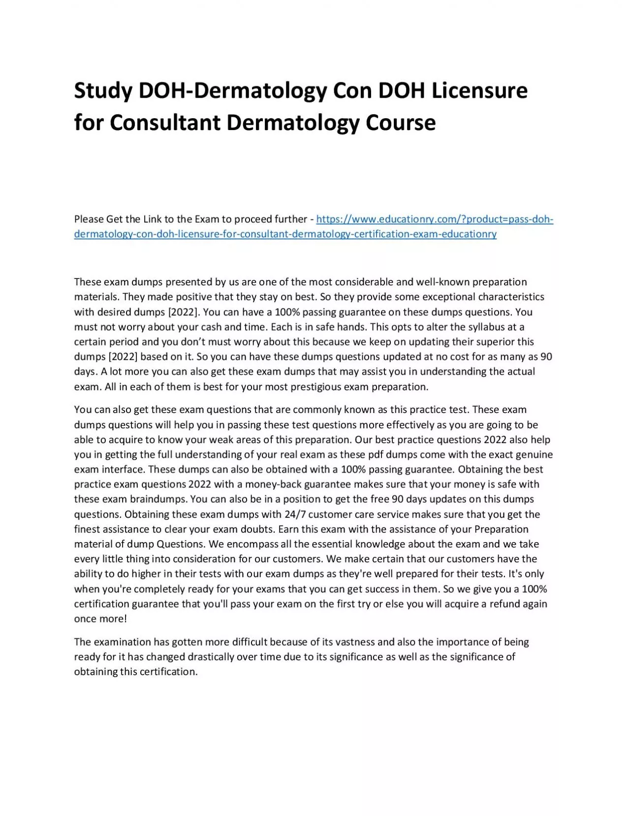 PDF-Study DOH-Dermatology Con DOH Licensure for Consultant Dermatology Practice Course