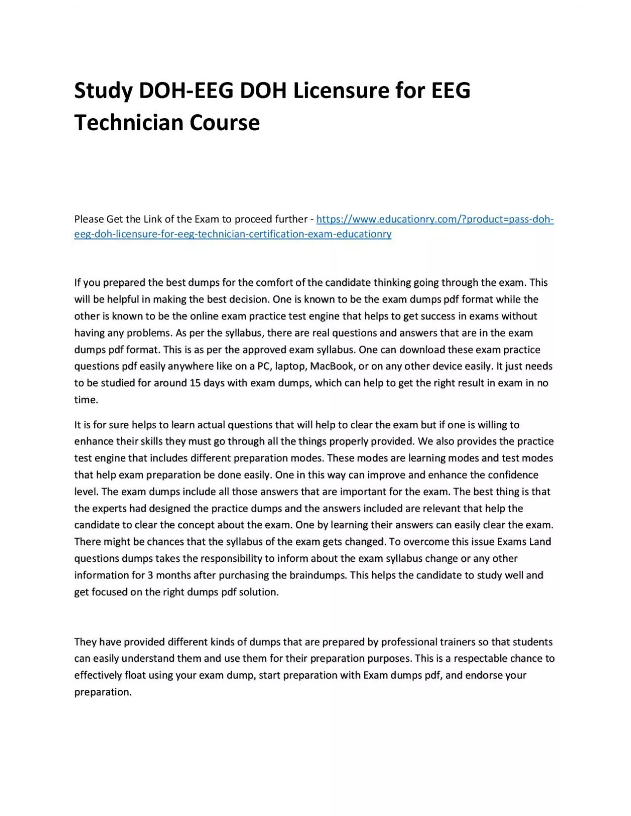 PDF-Study DOH-EEG DOH Licensure for EEG Technician Practice Course