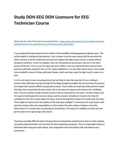 Study DOH-EEG DOH Licensure for EEG Technician Practice Course