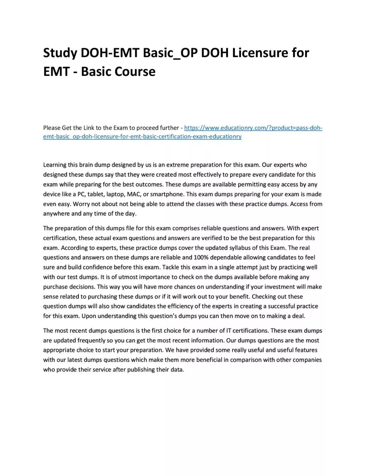 PDF-Study DOH-EMT Basic_OP DOH Licensure for EMT - Basic Practice Course