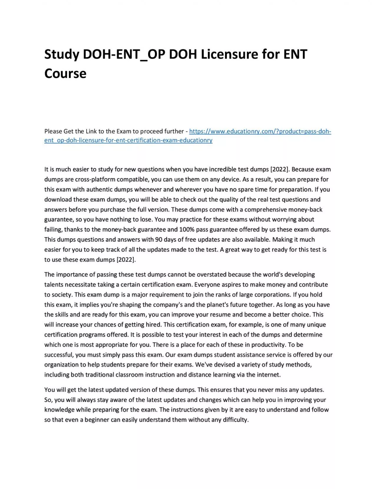 PDF-Study DOH-ENT_OP DOH Licensure for ENT Practice Course