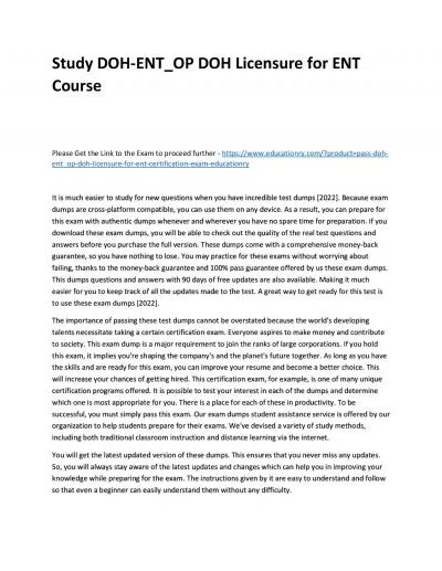 Study DOH-ENT_OP DOH Licensure for ENT Practice Course