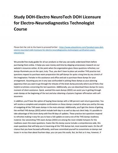 Study DOH-Electro NeuroTech DOH Licensure for Electro-Neurodiagnostics Technologist Practice