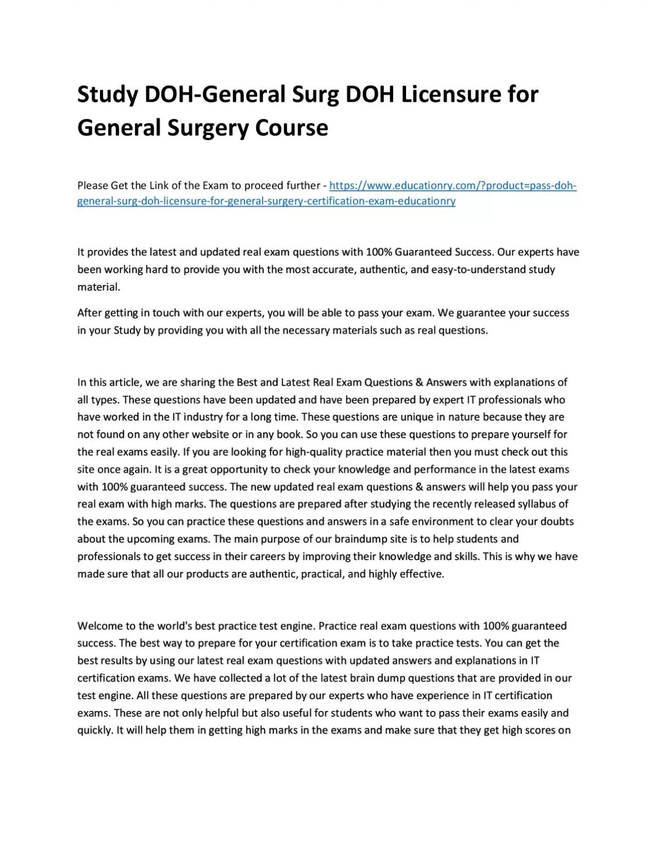 PDF-Study DOH-General Surg DOH Licensure for General Surgery Practice Course