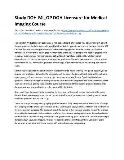 Study DOH-MI_OP DOH Licensure for Medical Imaging Practice Course