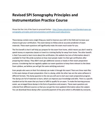 Revised SPI Sonography Principles and Instrumentation Practice Course