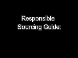 Responsible Sourcing Guide:
