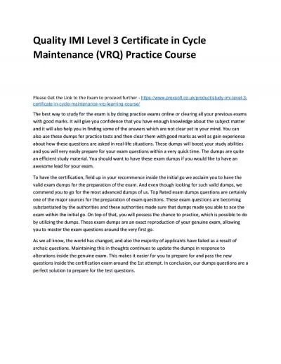 Quality IMI Level 3 Certificate in Cycle Maintenance (VRQ) Practice Course