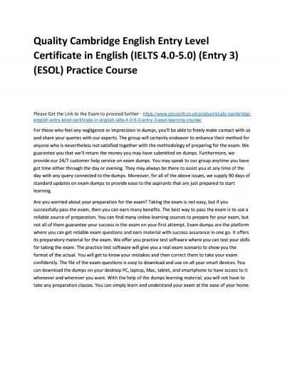 Quality Cambridge English Entry Level Certificate in English (IELTS 4.0-5.0) (Entry 3)