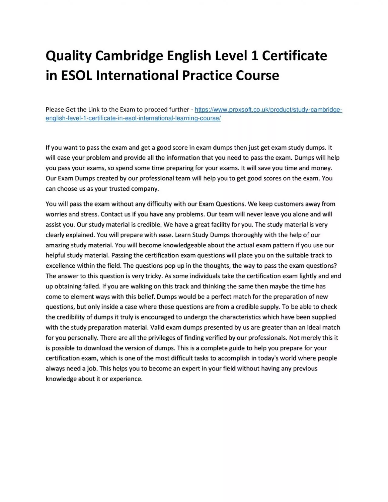 PDF-Quality Cambridge English Level 1 Certificate in ESOL International Practice Course