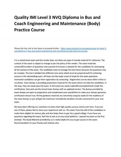 Quality IMI Level 3 NVQ Diploma in Bus and Coach Engineering and Maintenance (Body) Practice Course