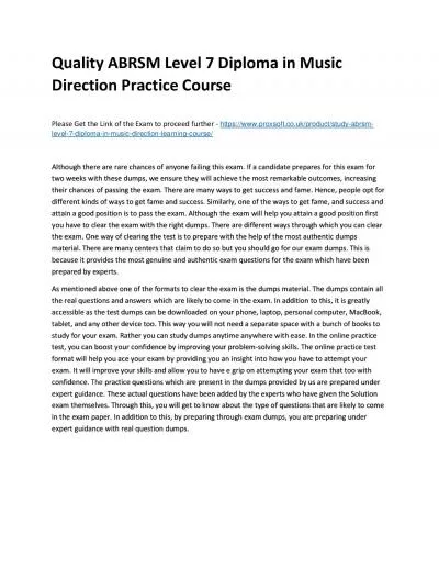 Quality ABRSM Level 7 Diploma in Music Direction Practice Course