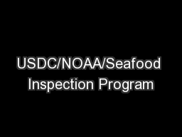USDC/NOAA/Seafood Inspection Program