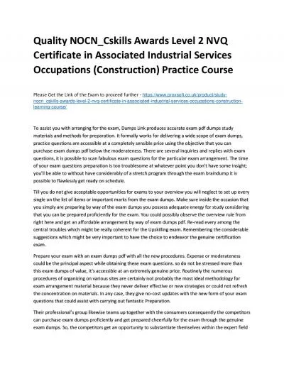 Quality NOCN_Cskills Awards Level 2 NVQ Certificate in Associated Industrial Services Occupations (Construction) Practice Course