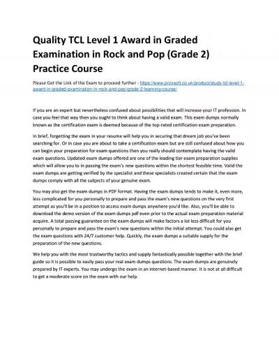 Quality TCL Level 1 Award in Graded Examination in Rock and Pop (Grade 2) Practice Course