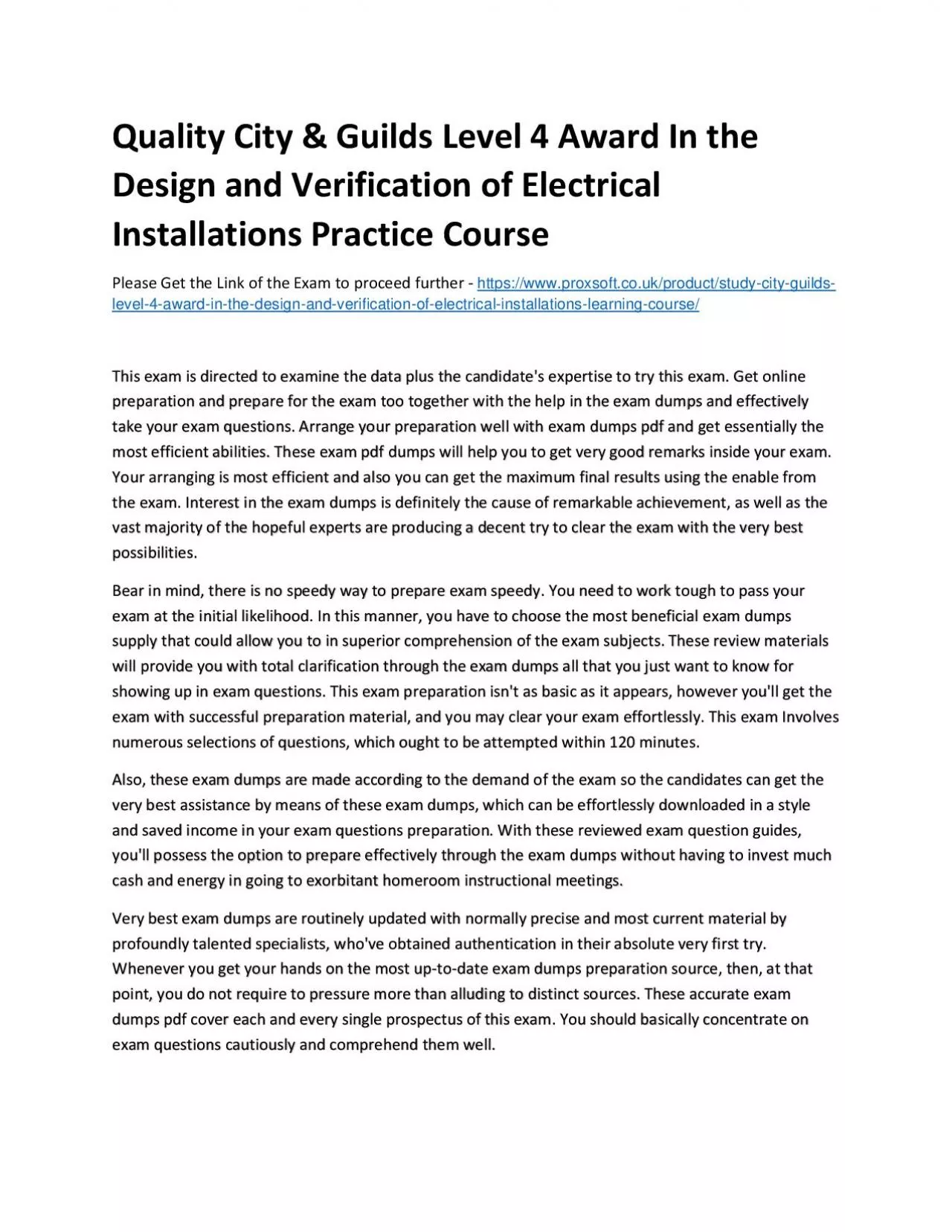 PDF-Quality City & Guilds Level 4 Award In the Design and Verification of Electrical Installations